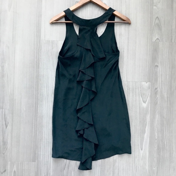 UO Silence + Noise Silk Back Ruffle Tunic Dress